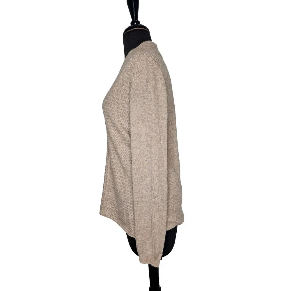 DADDY'S DAUGHTERS Pure Mongolian Cashmere Sweater S Jumper Pullover Beige V-Neck